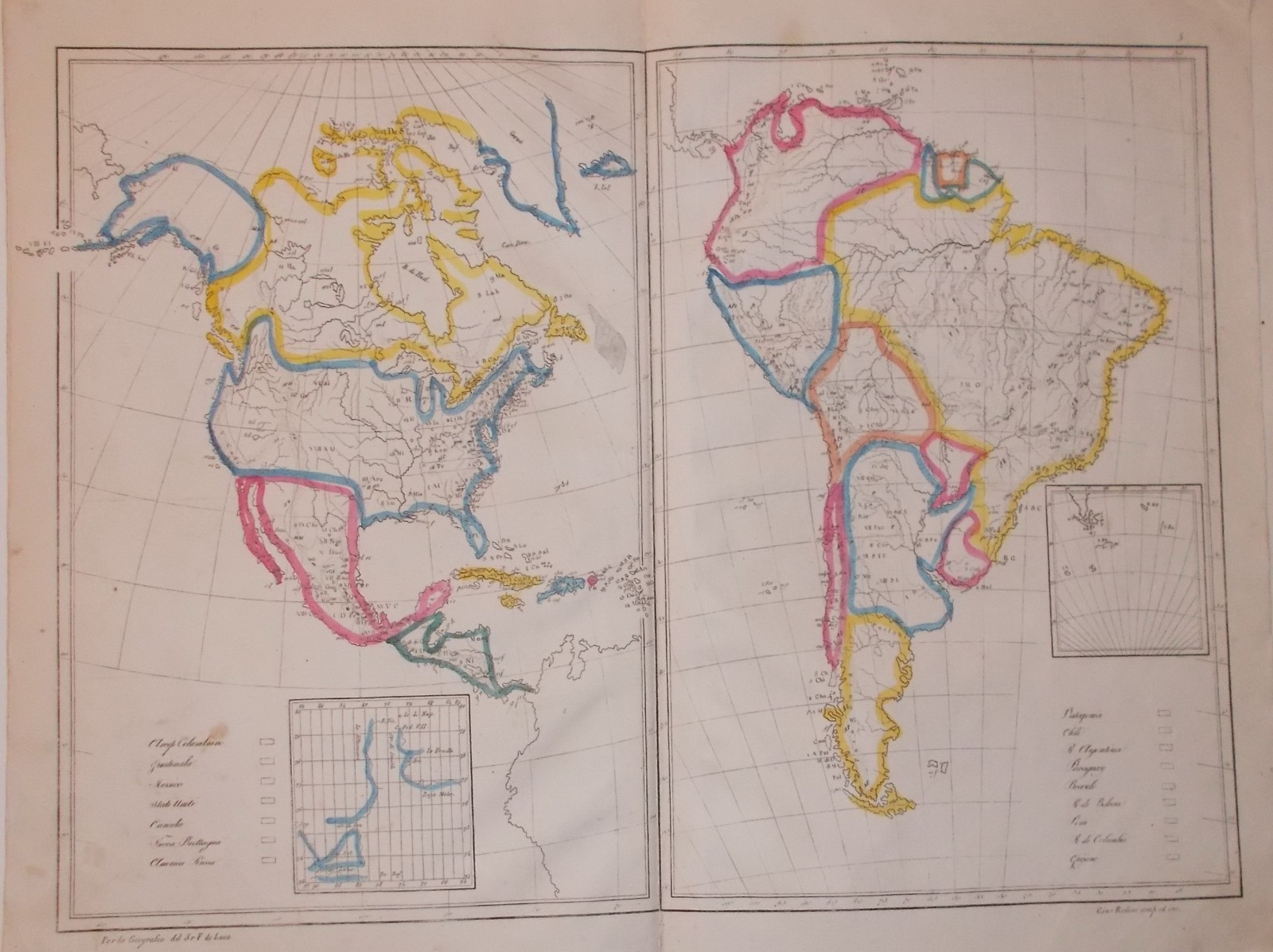 Antica Cartografia Delle Americhe: Stati Uniti, Brasile, Perù, Patagonia, Alaska