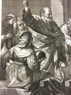 Arte: Artista Guercino, Incisore Mogalli. Antica Incisione Devozionale Biblica, XVIII Secolo