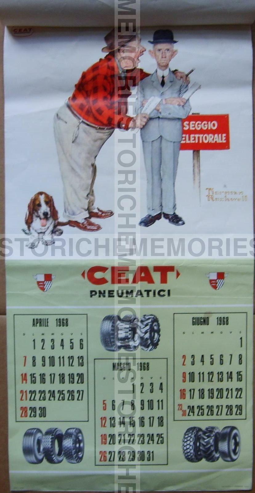 Pneumatici Ceat, Calendario Pubblicitario 1968, Illustrazioni Di Norman Rockwell