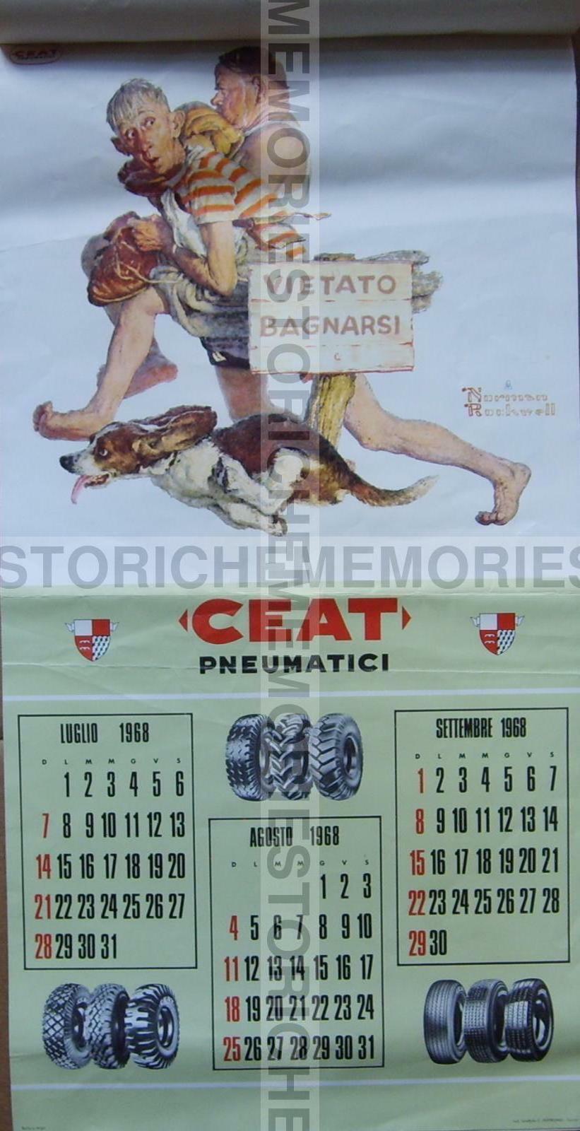 Pneumatici Ceat, Calendario Pubblicitario 1968, Illustrazioni Di Norman Rockwell