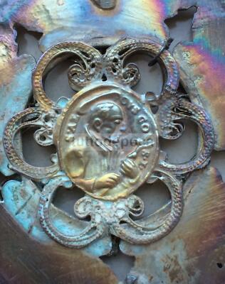 Croce Devozionale In Legno Di Noce E Applicazioni In Argento, Primo '900