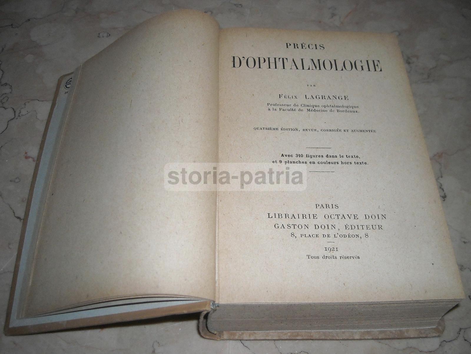 Medicina Oculistica: Précis d'Ophtalmologie Di Felix Lagrange, 1921