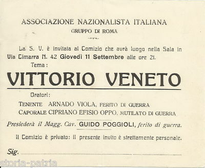Roma: Militaria Vittorio Veneto, Poggioli Comizio d'Epoca