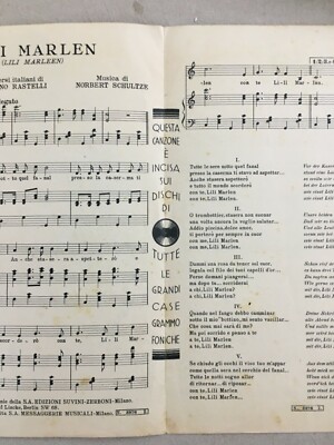 Musica, Canzone, Militaria, Lili Marleen, Schultze, Rastelli