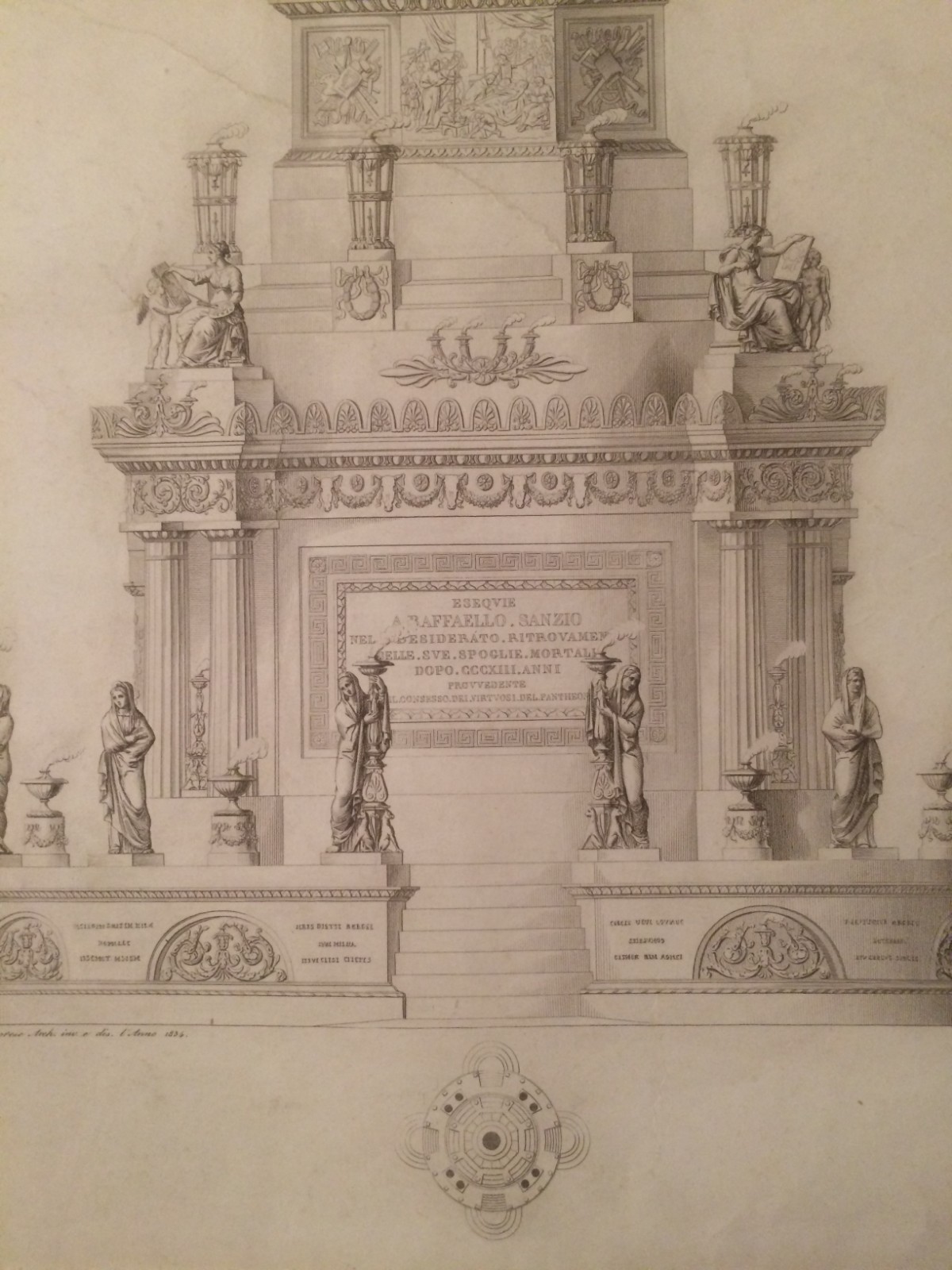 Arte E Architettura: Monumento A Raffaello Sanzio, Incisore Giuseppe Villa, Architetto Pietro Camporese