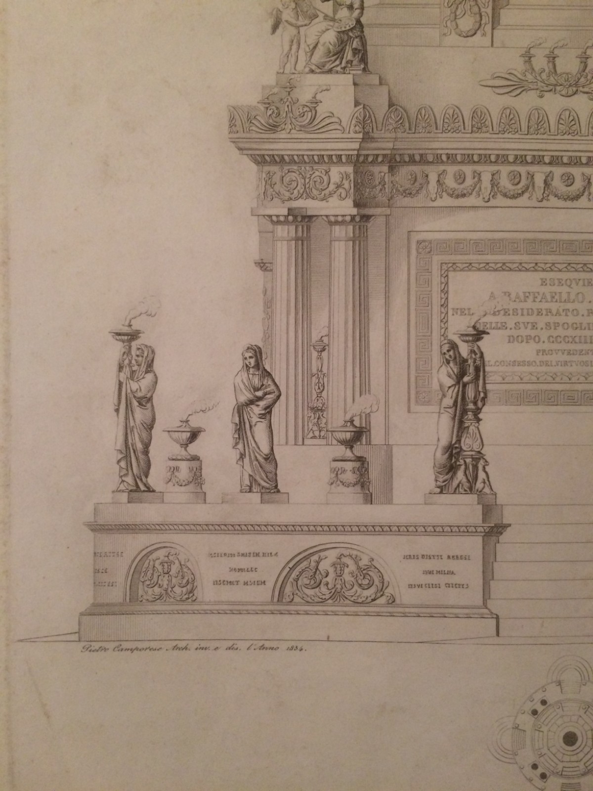 Arte E Architettura: Monumento A Raffaello Sanzio, Incisore Giuseppe Villa, Architetto Pietro Camporese