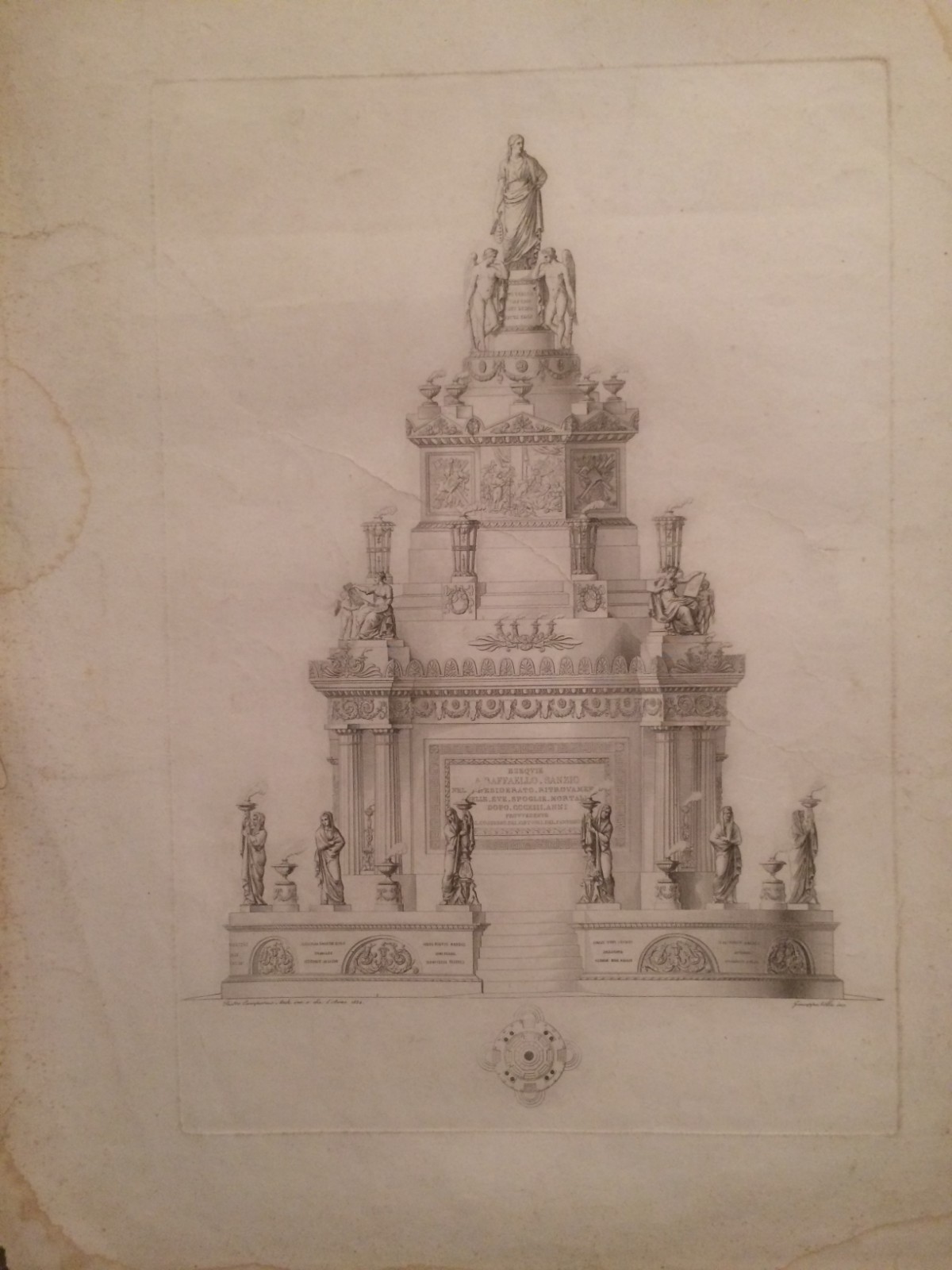 Arte E Architettura: Monumento A Raffaello Sanzio, Incisore Giuseppe Villa, Architetto Pietro Camporese