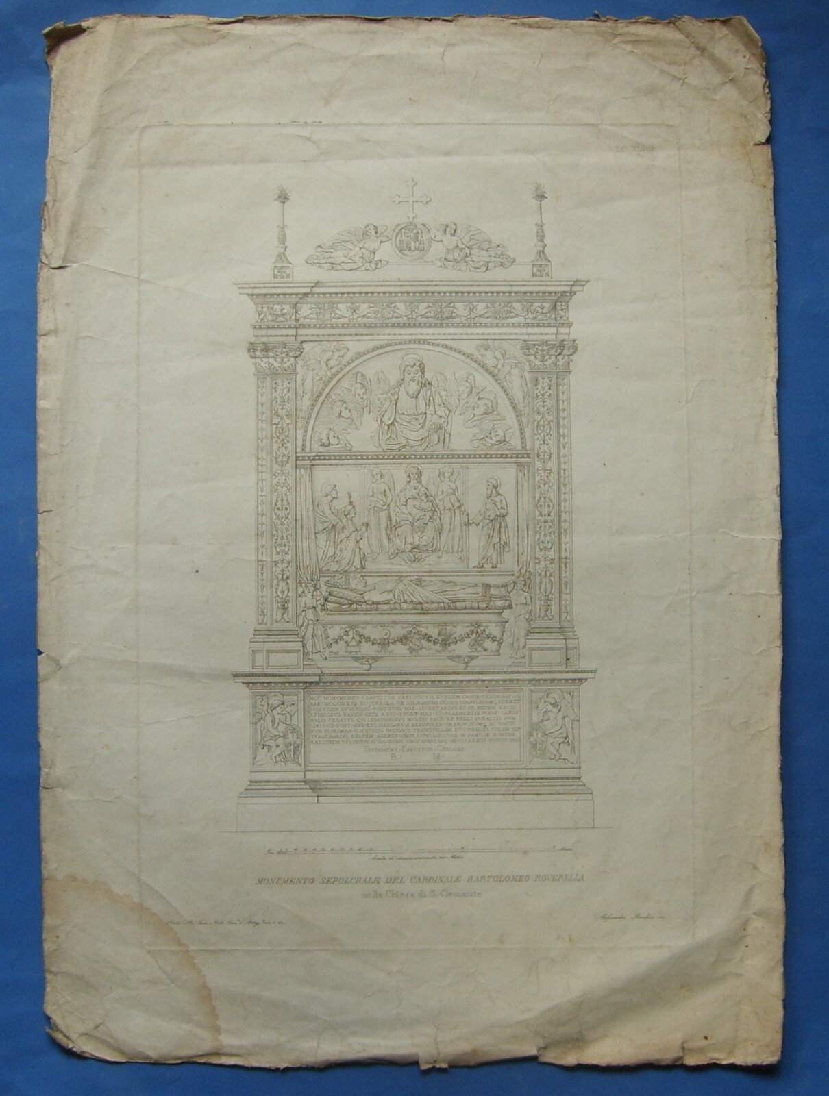 Roma, Ravenna: Cardinale Roverella. Architetto Tosi, Incisore Becchio. Rara Incisione.