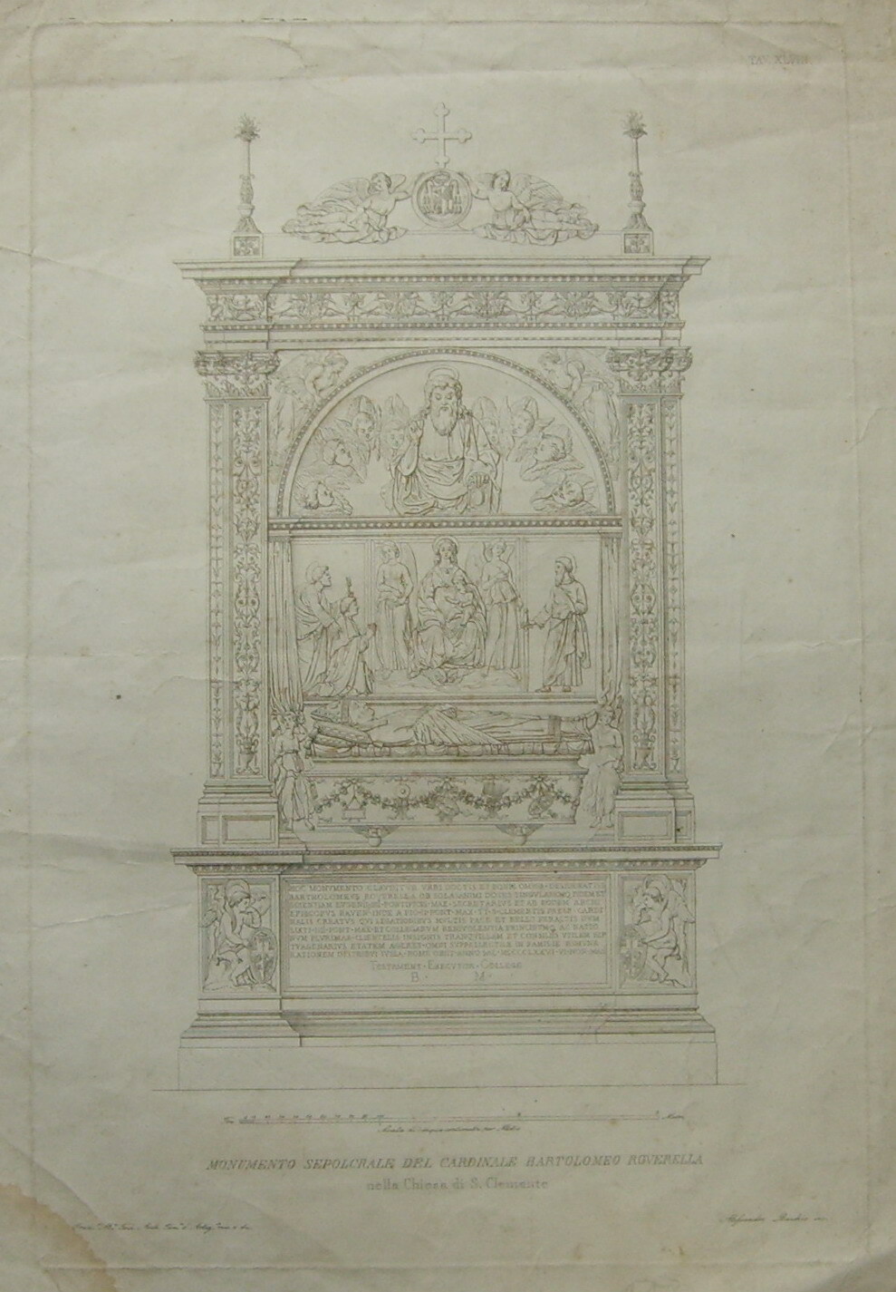 Roma, Ravenna: Cardinale Roverella. Architetto Tosi, Incisore Becchio. Rara Incisione.