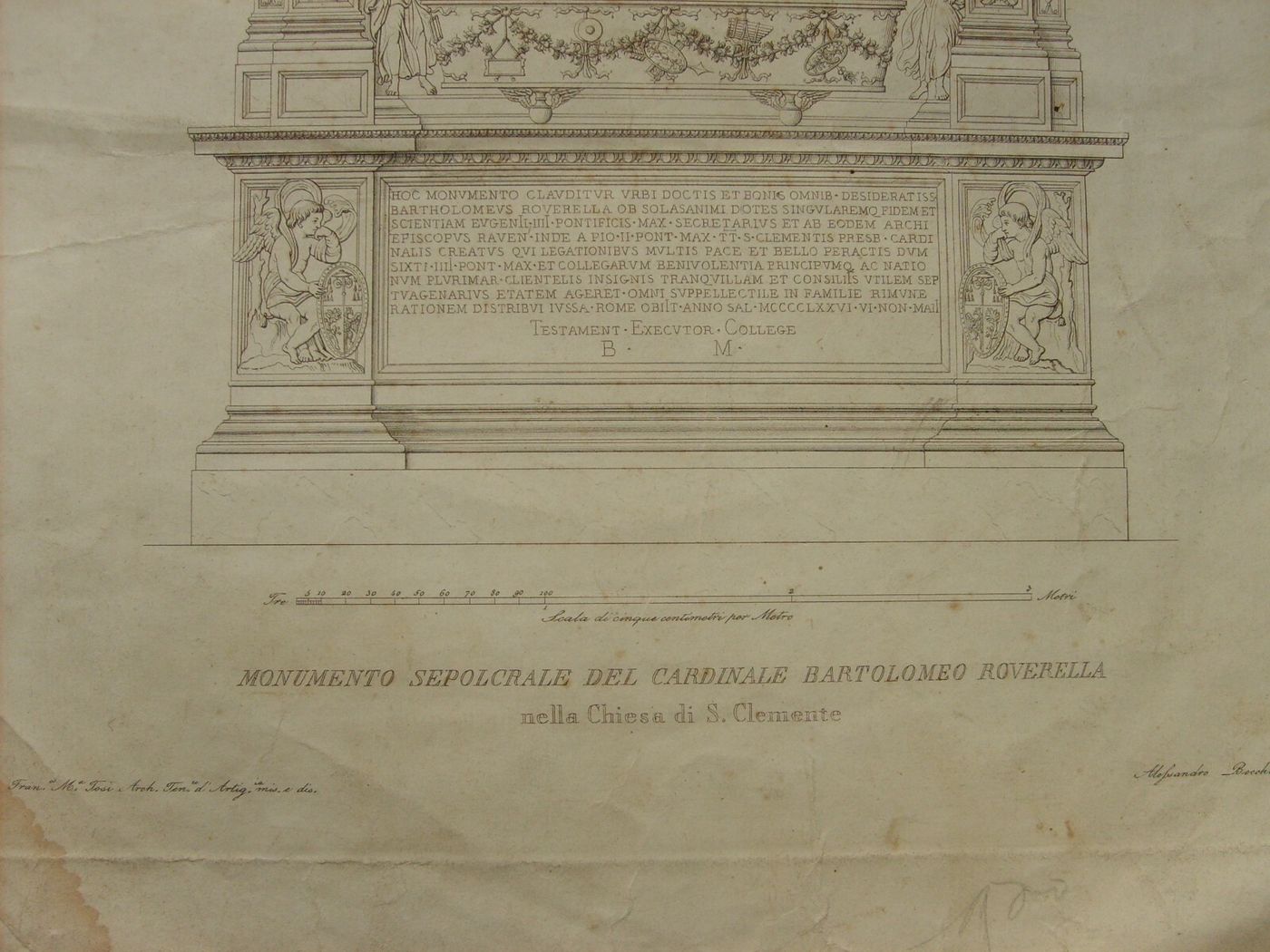 Roma, Ravenna: Cardinale Roverella. Architetto Tosi, Incisore Becchio. Rara Incisione.