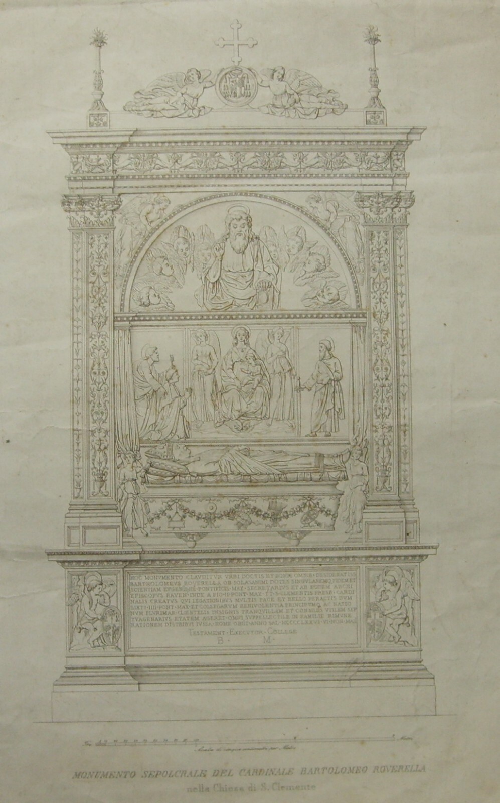 Roma, Ravenna: Cardinale Roverella. Architetto Tosi, Incisore Becchio. Rara Incisione.