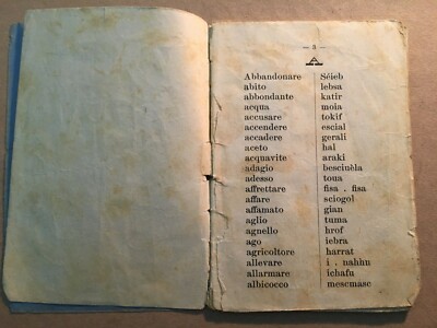 Africa Colonie Libia Tripoli: Dizionario Lingua Araba Per Italiani, Emigrazione