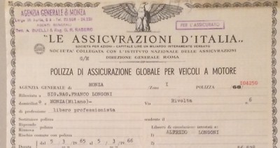 Assicurazione Auto d'Epoca Fiat 750, Targa MI 738283, Monza 1965