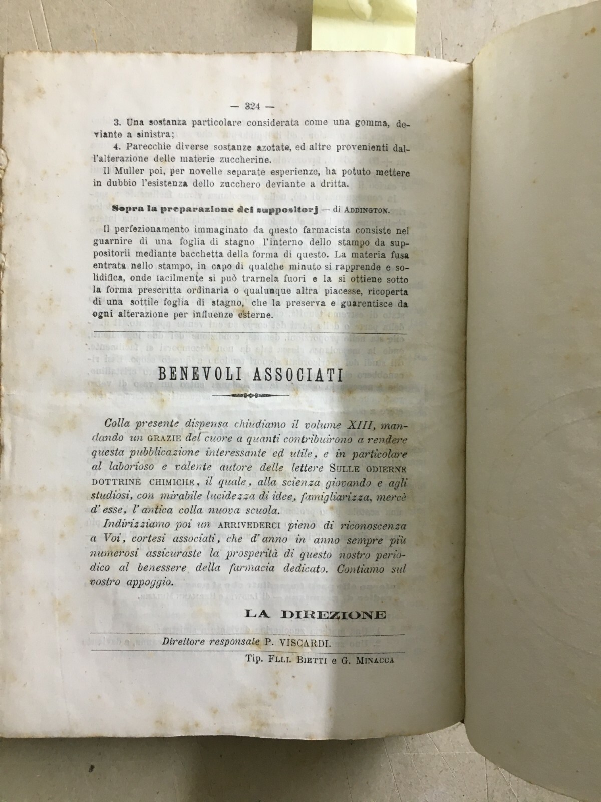 Bollettino Farmaceutico: Medicina, Farmacia, Chimica (1873 1874) Ruspini, Viscardi