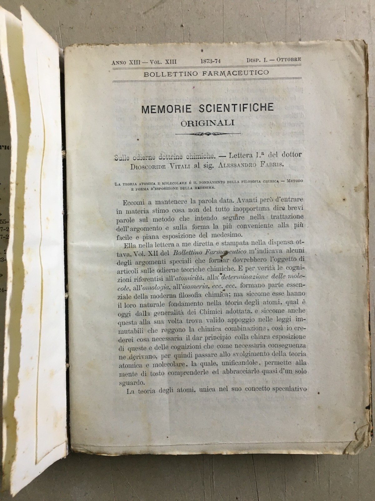 Bollettino Farmaceutico: Medicina, Farmacia, Chimica (1873 1874) Ruspini, Viscardi