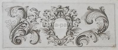 Arte: Artistici Fregi Con Cartiglio, Antica Incisione All'Acquaforte Decorativa