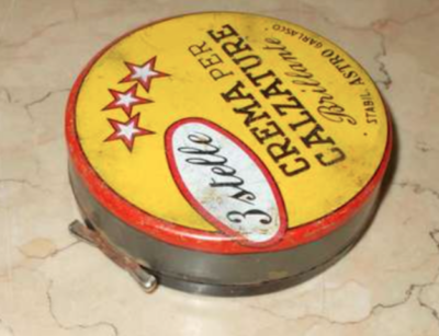 Scatola Pubblicitaria In Latta 3 Stelle, Crema Per Calzature, Garlasco