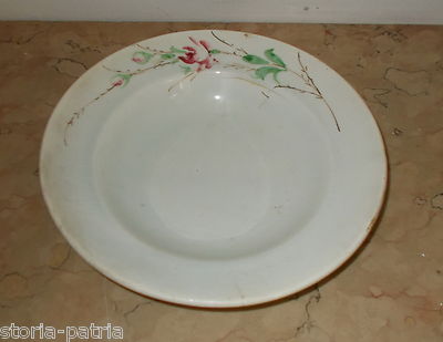 Piatto In Ceramica Popolare Con Decoro Floreale, Vedova Besio E Figli