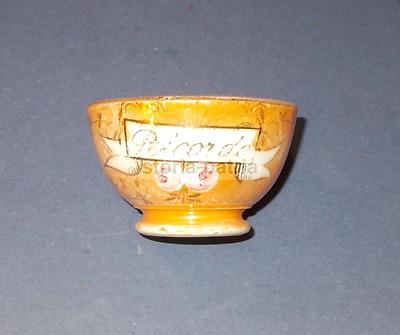 Tazza Scodella In Ceramica Con Decori Floreali E Scritta Ricordo, Lambrate