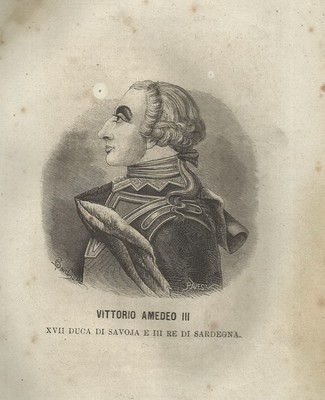 Vittorio Amedeo III, Re Di Sardegna. Stampa Xilografica Antica, XIX Secolo
