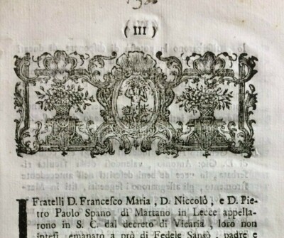 Puglia, Salento: Martano (Lecce). Vertenza Giuridica E Notarile   Spano, Sansò, Tontolo (1782)