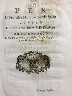 Puglia, Salento: Martano (Lecce). Vertenza Giuridica E Notarile   Spano, Sansò, Tontolo (1782)