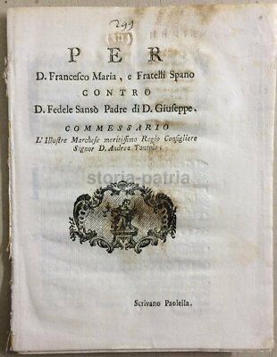 Puglia, Salento: Martano (Lecce). Vertenza Giuridica E Notarile   Spano, Sansò, Tontolo (1782)