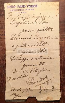 Abruzzo, Castiglione A Casauria: Medicina, Farmaceutica, Pandolfi, Prescrizione, Primo Novecento