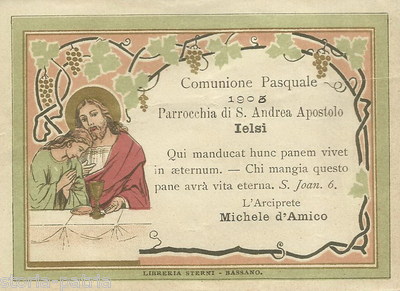 Molise, Campobasso, Jelsi, Arciprete d'Amico, Stampa Devozionale E Pubblicitaria, 1906