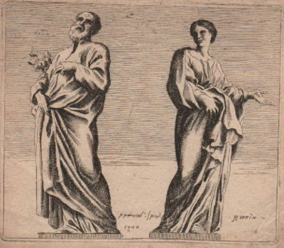 Arte: Parrocel, Bernini, Napoli, Roma. Rara Antica Incisione Del '700 Da Collezione