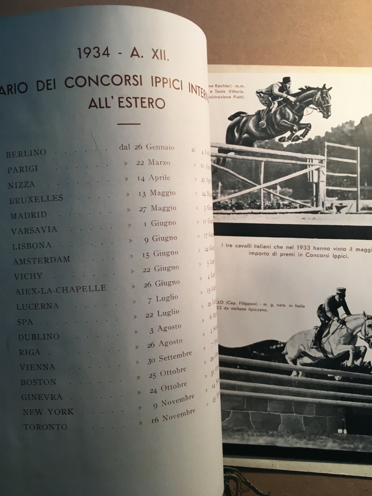 Sport, Ippica, Cavallo, Equitazione, Caccia, Folklore d'Epoca, Fascismo, Calendario '34