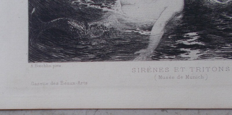 Sirene E Tritone: Incisione Originale Di L. Muller (da A. Boeklin)