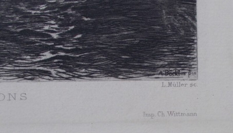 Sirene E Tritone: Incisione Originale Di L. Muller (da A. Boeklin)