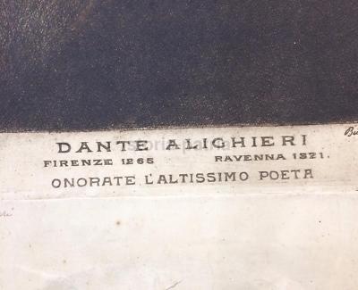 Dante Alighieri, Incisione Commemorativa Di Bice Ferrari