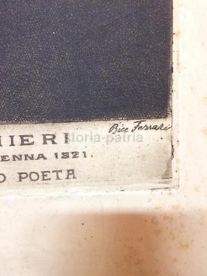 Dante Alighieri, Incisione Commemorativa Di Bice Ferrari