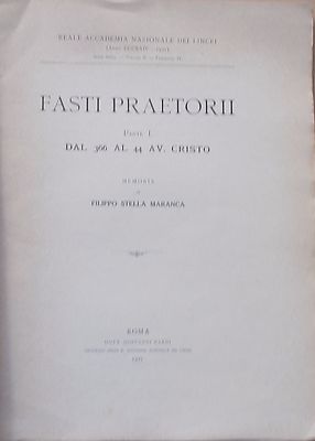 Giuridica, Pretori, Editti: Antica Roma. Fasti Praetorii   Stella Maranca, Puglia, 1927