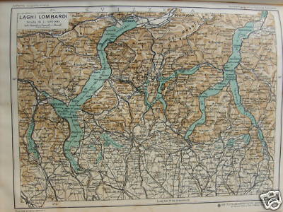 Lombardia: Idrografia. Cartografia d'Epoca Dei Laghi Di Pallanza, Como, Varese E Lecco.