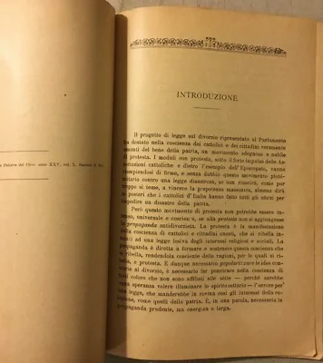 Divorzio, Matrimonio, Legge Berenini, Adulterio, Mazzella, Rossano Calabro, Novembre 1902