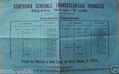 Viaggi Italia Francia America: Navigazione, Emigrazione, Chiasso, New York, Havre, 1907