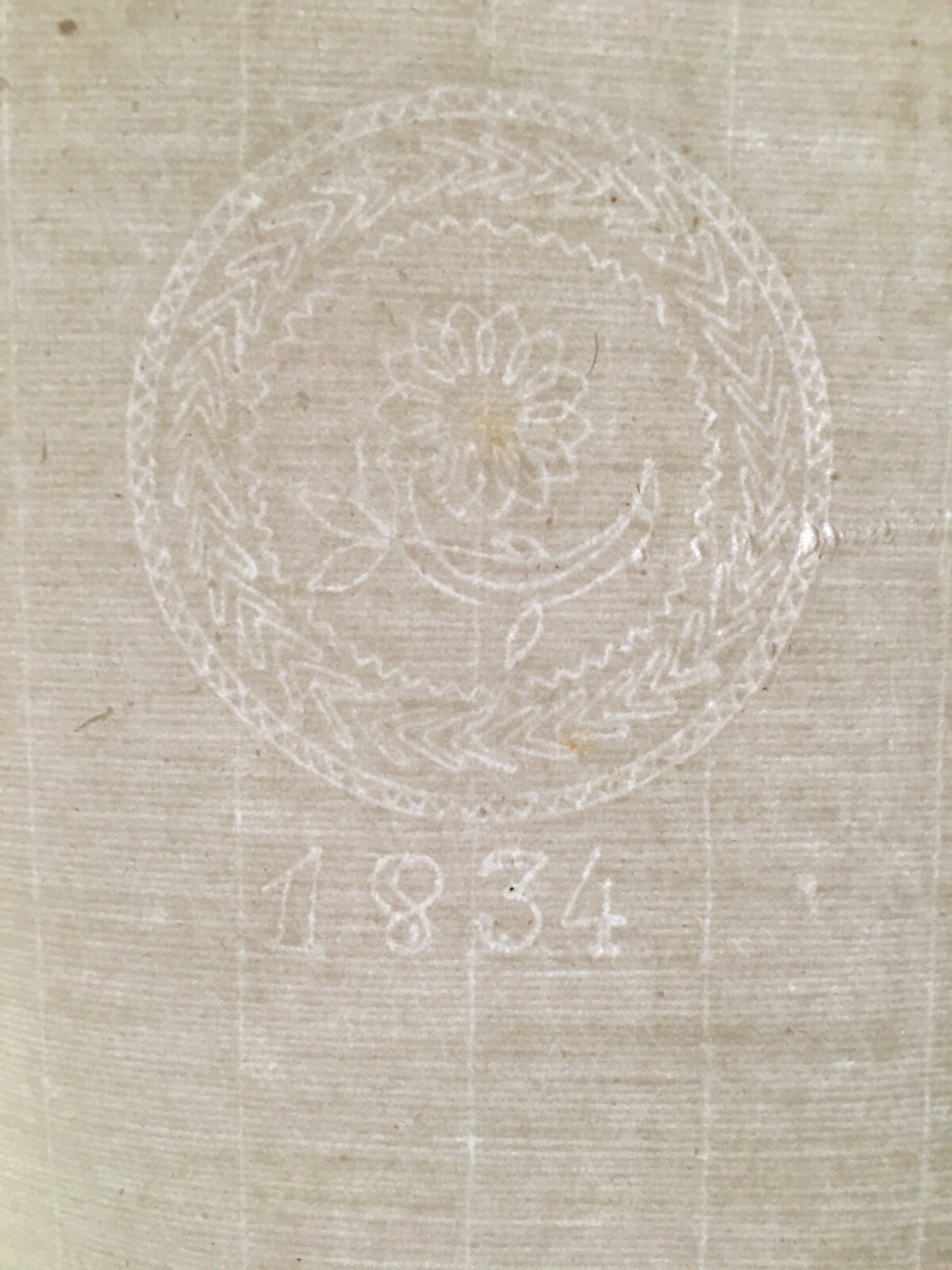 Antica Carta Filigranata Con Iconografia Floreale, 1834