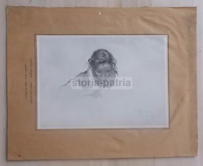 Arte In Puglia: Gaetano Spinelli, "Bimba Che Scrive". Stampa d'Epoca, 1939