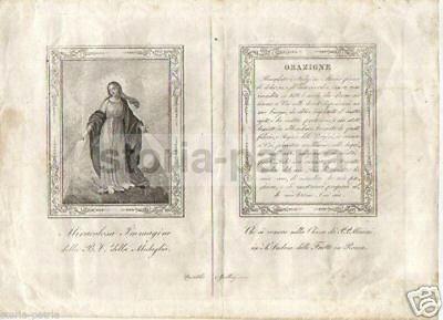 Antica Stampa Devozionale, Madonna Della Medaglia, Quintilio Apollonj, Roma