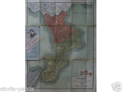 Antica Cartografia: Carta Stradale Di Calabria, Sicilia E Basilicata