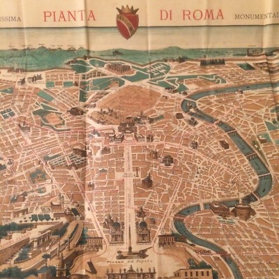 Roma: Grande Mappa Topografica, Tramway E Monumenti