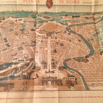 Roma: Grande Mappa Topografica, Tramway E Monumenti