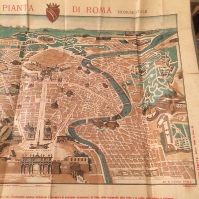 Roma: Grande Mappa Topografica, Tramway E Monumenti