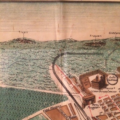 Roma: Grande Mappa Topografica, Tramway E Monumenti