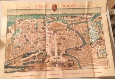 Roma: Grande Mappa Topografica, Tramway E Monumenti