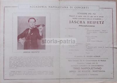 Napoli: Musica E Concerto Al Teatro S. Carlo Con Jascha Heifetz E Isidoro Achron