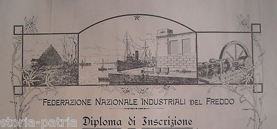 Industria Del Freddo, Milano, Negrini, Federazione Nazionale Industriali Del Freddo, Diploma 1925
